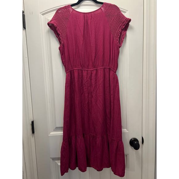 Old Navy Women’s Crochet-Sleeve Waist-Defined Midi Dress Tasseled Size L Purple - Picture 6 of 6